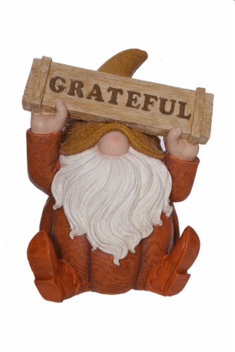 Holiday Home 17.5" Grateful Gnome Garden Decor Perspective: front