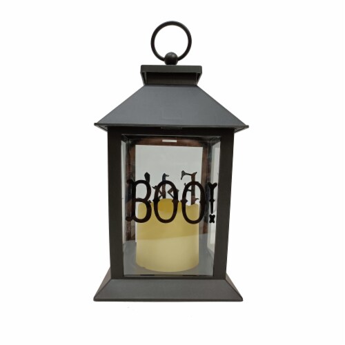 Holiday Home LED Candle Boo/Eek Lantern Perspective: front
