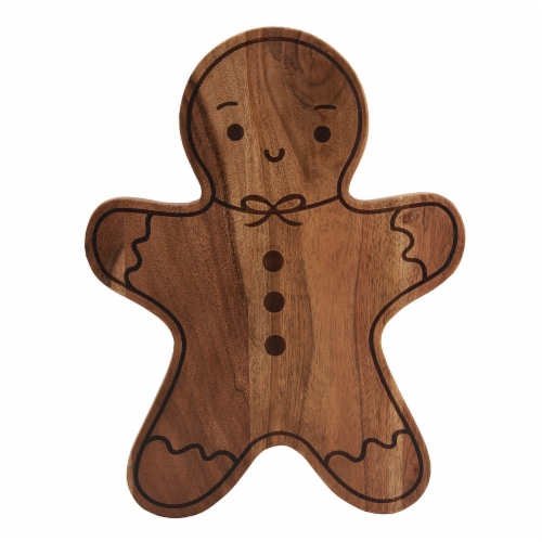 Holiday Home Wood Serve Board - Gingerbread Man Perspective: front