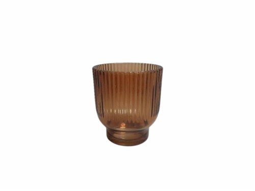 SDS for HD Designs Ribbed Glas Candle Holder - Brown Perspective: front