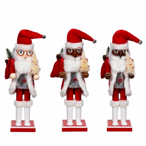 Holiday Home Nutcracker Santa with Tree Assorted Decoration Perspective: front