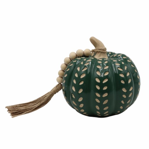 HD Designs Ceramic Embossed Pumpkin - Green Perspective: front