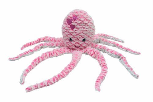 Holiday Home 9.25" Valentine's Day Pink Octopus Plush Toy Perspective: front