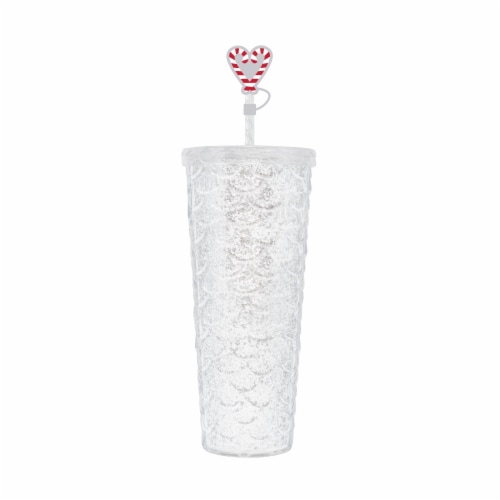 Holiday Home Christmas Tumbler with Straw and Topper - White Perspective: front