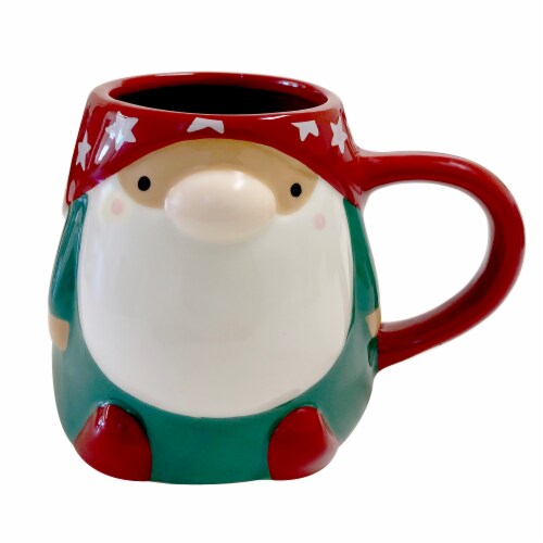 Christmas Gnome Coffee Mug 19 oz Figural 3D Holiday Hand Painted Elf Tomte  Santa