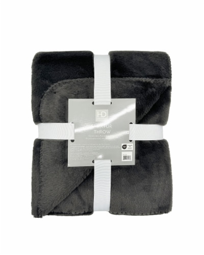 HD Designs® Luxe Reversible Faux Fur - Dark Grey Perspective: front