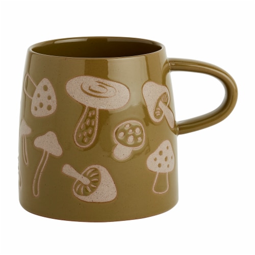 Holiday Home Harvest Stoneware Sage Green Mushroom Mug Perspective: front