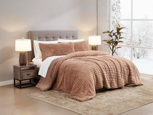 HD Designs Cut Fur Comforter - Tan Perspective: front