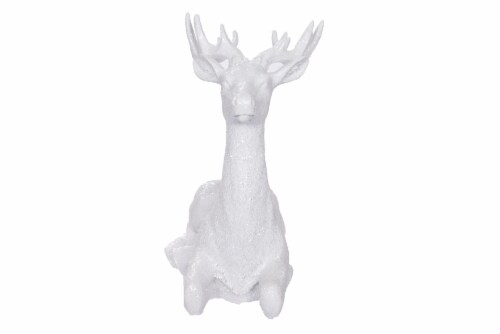 Holiday Home Christmas Decor Sitting Reindeer - White Perspective: front