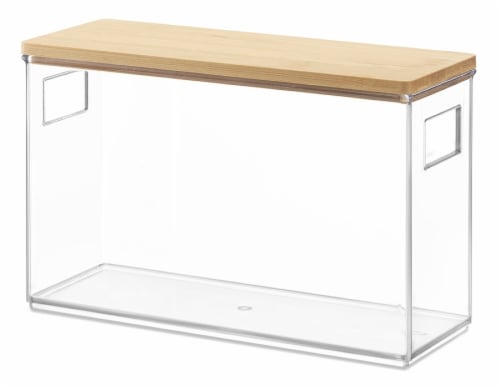 Everyday Living Small Clear Bin with Lid and Handles Perspective: front