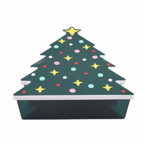 65 oz Christmas Tree Cookie Tin Perspective: front