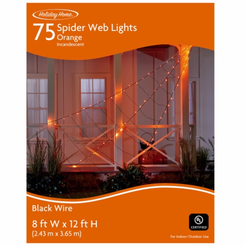 Holiday Home® 75 ct Giant Orange Halloween Web Lights Perspective: front