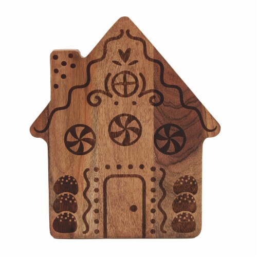 Holiday Home Wood Serve Board - Gingerbread House Perspective: front