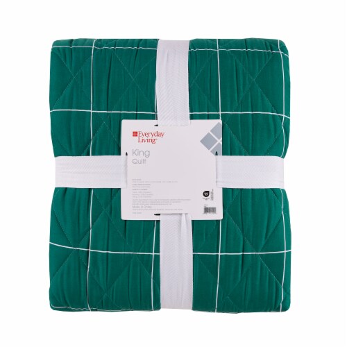 Everyday Living® Microfiber Windowpane Quilt King- Green Perspective: front
