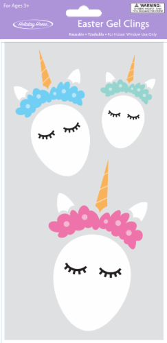 Holiday Home® Easter Egg Unicorns Easter Gel Cling Perspective: front