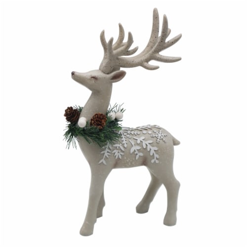 HH 11in Standing Deer Décor Beige Perspective: front