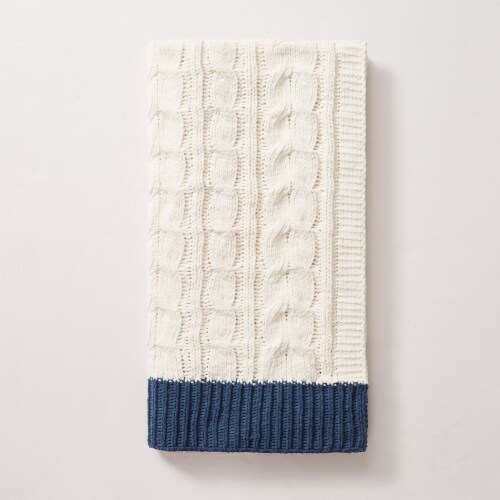 Sewing Down South Chunky Chenille Throw - Blue Perspective: front