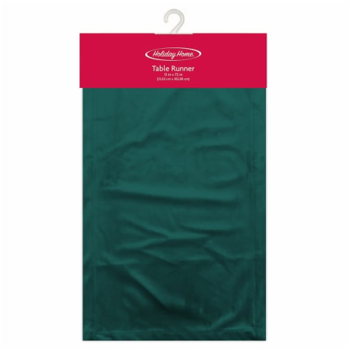 Holiday Home® Green Velvet Table Runner Perspective: front