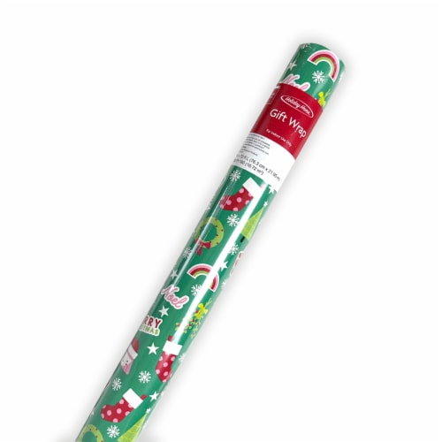 Holiday Home 30" Festive Design Christmas Wrapping Paper Gift Wrap Perspective: front