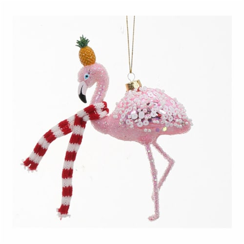 Holiday Home Pink Flamingo Christmas Ornament Holiday Decor Perspective: front