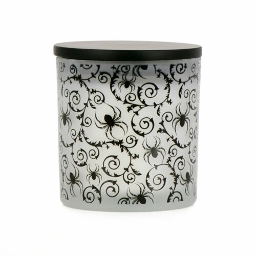 Holiday Home Halloween Jar Candle Decorative Spider Web Perspective: front