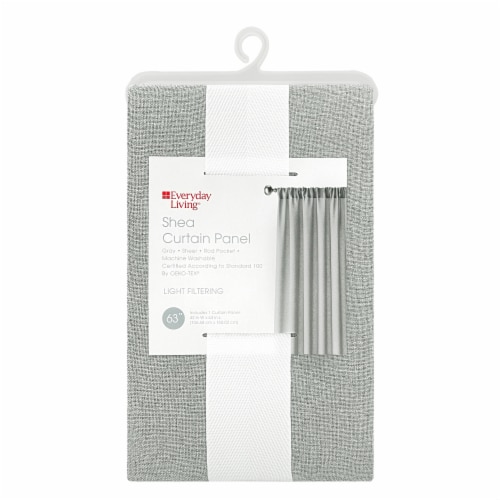 Everyday Living Shea Semi-Sheer Rod Pocket Single Curtain Panel - Grey Perspective: front