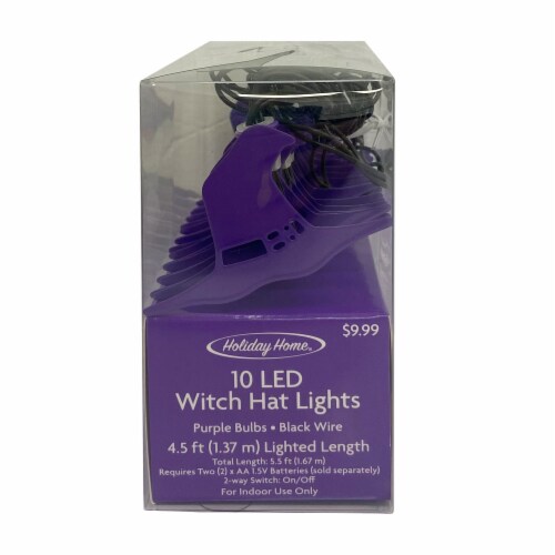 Holiday Home® LED Witch Hat Metal Halloween Lights - Purple Perspective: front