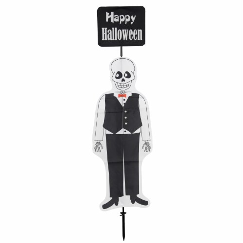 Holiday Home Fabric Stake Skeleton Perspective: front