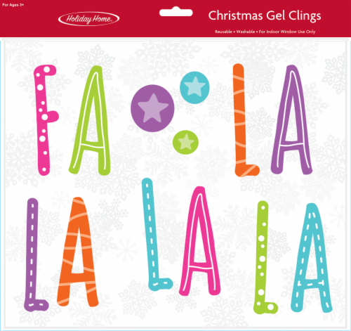 Holiday Home Fa La La La Gel Window Cling Christmas Décor Perspective: front