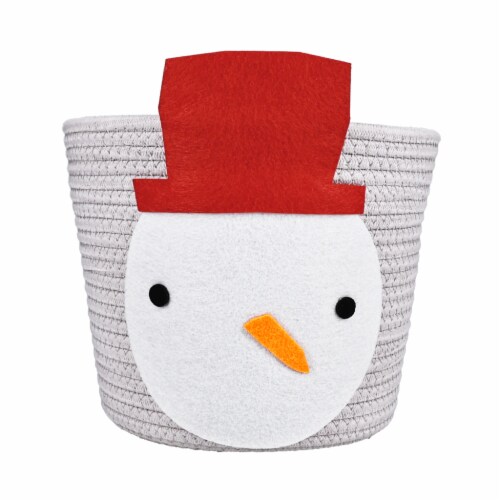 Lucky Star Holiday Snowman Rope Basket Perspective: front