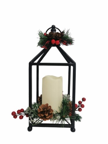 Holiday Home LED Black Lantern Christmas Décor Perspective: front