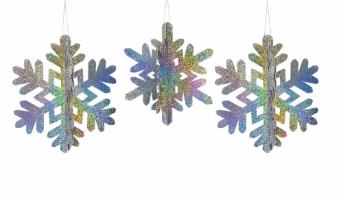 Holiday Home 3D Holographic Hanging Snowflake Decorations Perspective: front