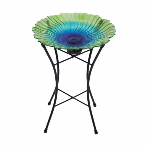 HD Designs Outdoor Glass Swirl Bird Bath Perspective: front