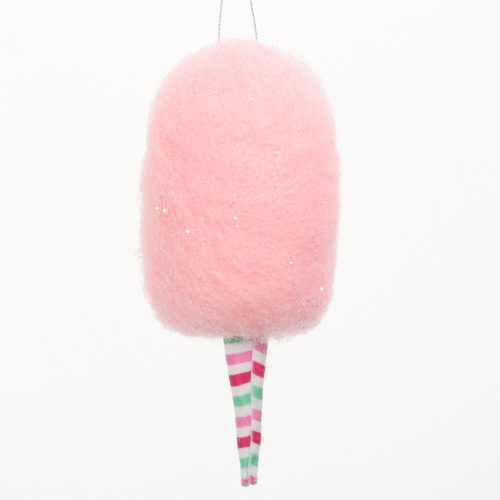 Holiday Home Wool Felt Pink Cotton Candy Ornament Perspective: front
