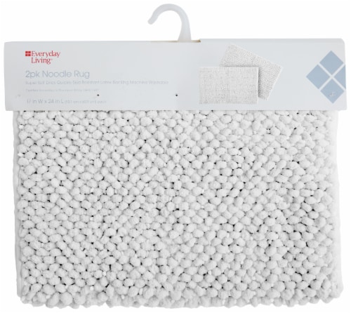 Everyday Living 100% Polyester Noodle Bathmat - 2 Pack - White Perspective: front