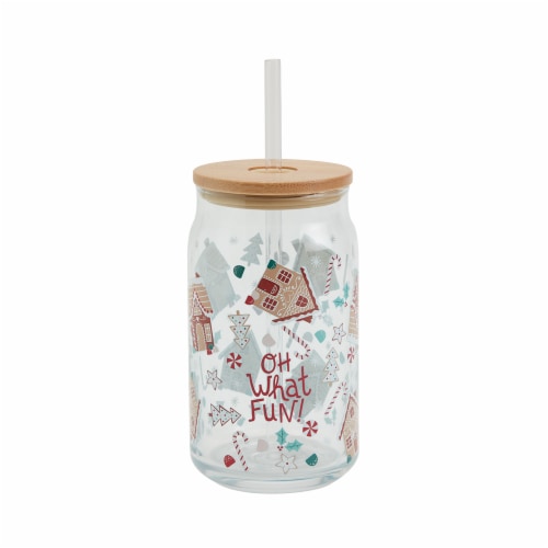 Holiday Home Christmas Soda Can Glass Sipper Perspective: front