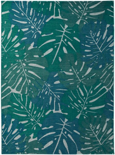 HD Outdoors 5x7 Woven Rug Tropical Leaves Perspective: front
