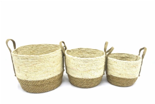 HD Designs Medium Round Maize Rush Basket Perspective: front