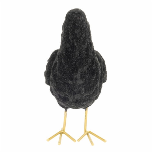 Holiday Home 3D Flocked Crow - Black Perspective: front