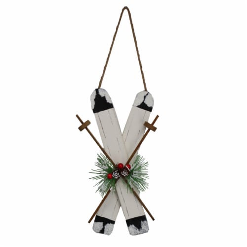 Holiday Home Skis Hanging Decor - White Perspective: front