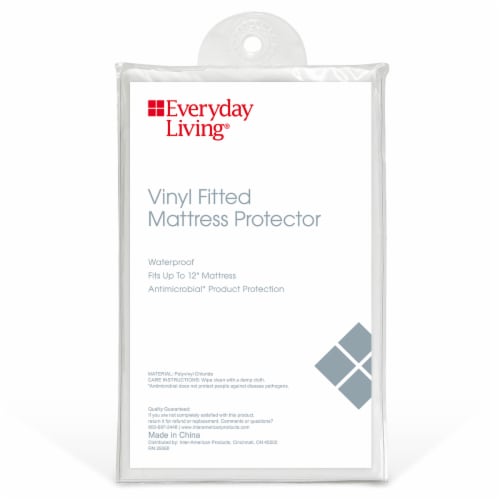 Everyday Living® Vinyl Antimicrobial Fitted Mattress Protector Perspective: front