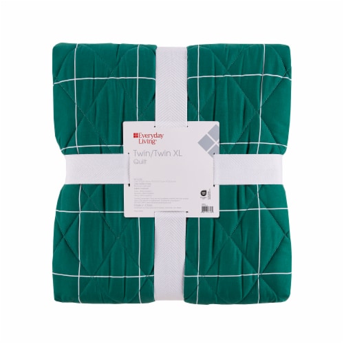 Everyday Living® Microfiber Windowpane Quilt Twin XL - Green Perspective: front