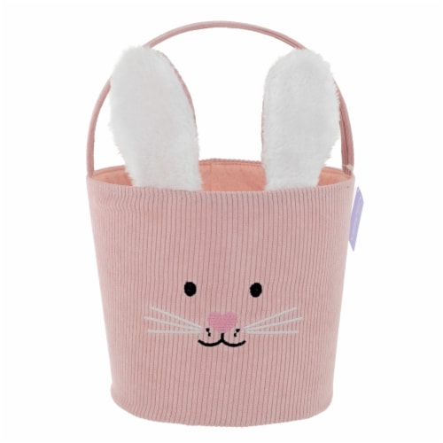 Holiday Home® Easter Corduroy Bunny Basket - Pink Perspective: front