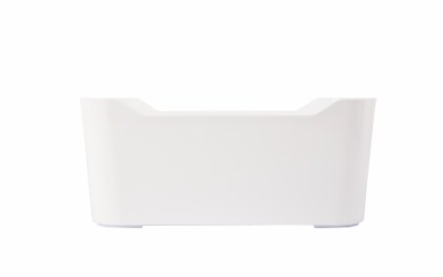 Office Works White Storage Bin Perspective: front