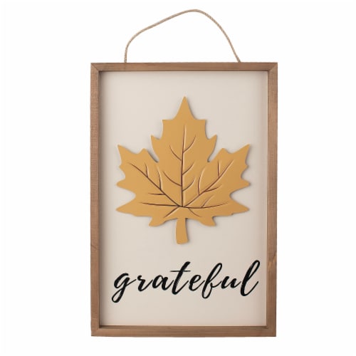 Holiday Home® Grateful Yellow Leaf Wall Sign Perspective: front