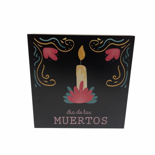 Holiday Home Day of the Dead Candle Sign Table Decor Perspective: front
