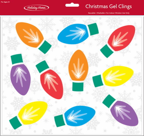Holiday Home Christmas Bulbs Gel Window Cling Holiday Décor Perspective: front