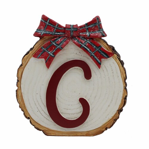 Holiday Home Tree Stump Monogram C Christmas Holiday Décor Perspective: front