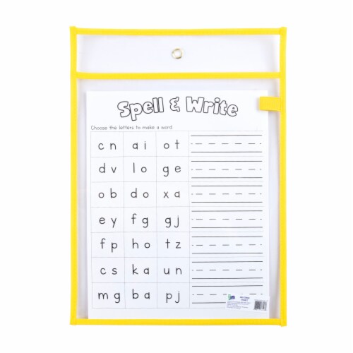 OfficeWorks Clear Folder - Yellow Outline Perspective: front