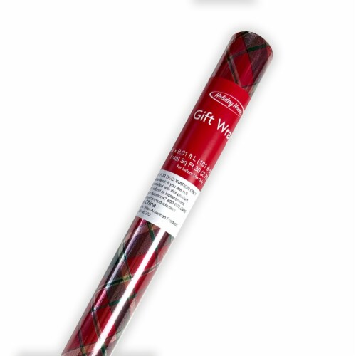 Holiday Home Claus Plaid Christmas Wrapping PaperChristmas Gift Wrap Perspective: front